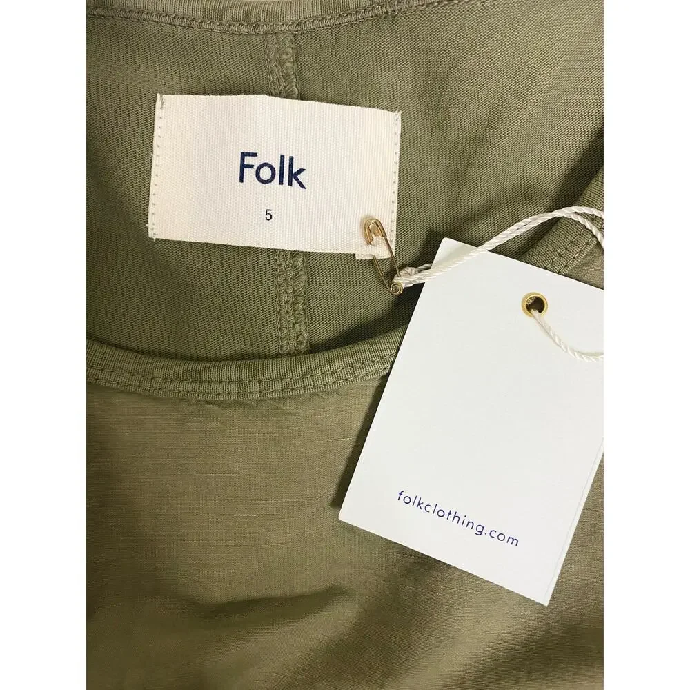 FOLK Moss Green Cotton Linen T Shirt US 5/XL - Picture 10 of 13